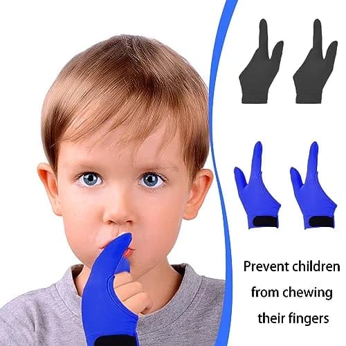 Yxmeiguo Thumb Sucking Guard Gloves for Kids Ages 5-12 | 2 Pairs (Black & Blue) with Adjustable Wrist thumbnail 3