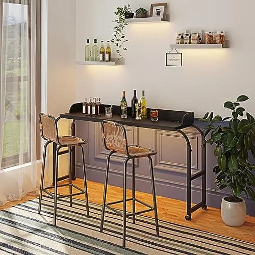 HWB Over Bed Desk with LED Light, Wheels & Charging Station | Adjustable Height, Black thumbnail 8