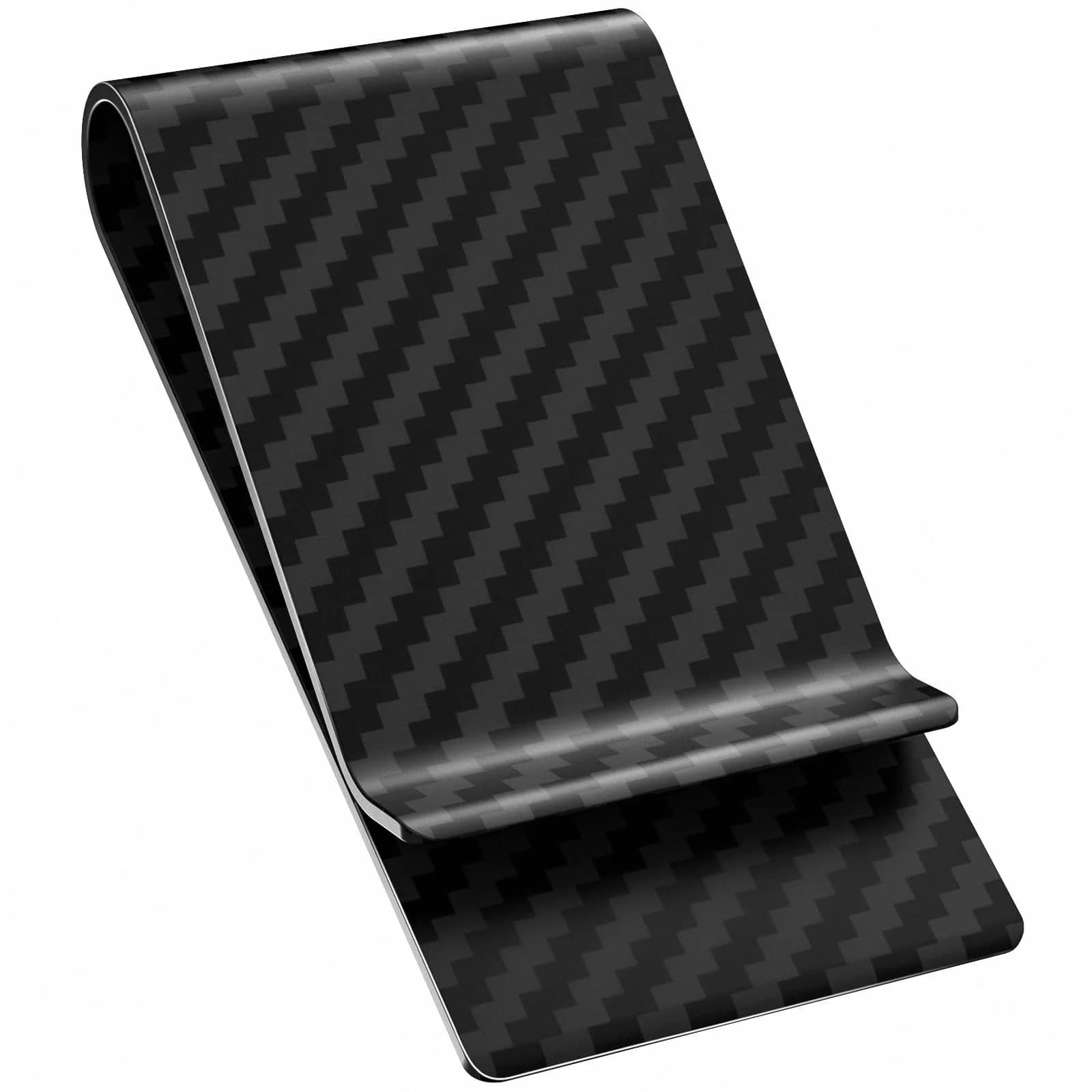 Travelambo Carbon Fiber Money Clip Front Pocket Wallet Minimalist Slim Card Holder (Matte Black) - main product image