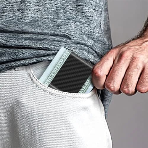 Travelambo Carbon Fiber Money Clip Front Pocket Wallet Minimalist Slim Card Holder (Matte Black) thumbnail 4