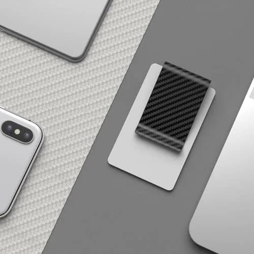 Travelambo Carbon Fiber Money Clip Front Pocket Wallet Minimalist Slim Card Holder (Matte Black) thumbnail 5