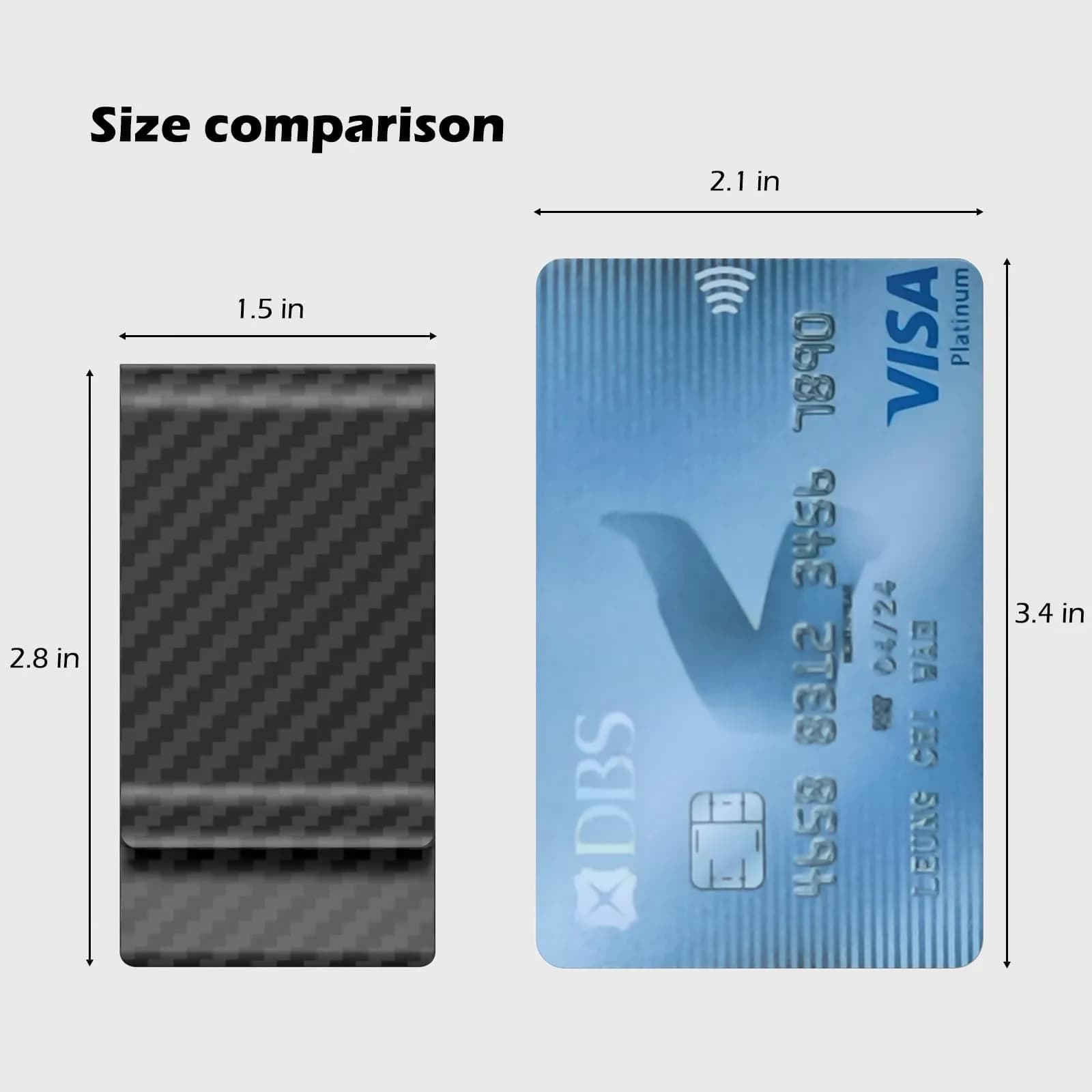 Travelambo Carbon Fiber Money Clip Front Pocket Wallet Minimalist Slim Card Holder (Matte Black) - view 6