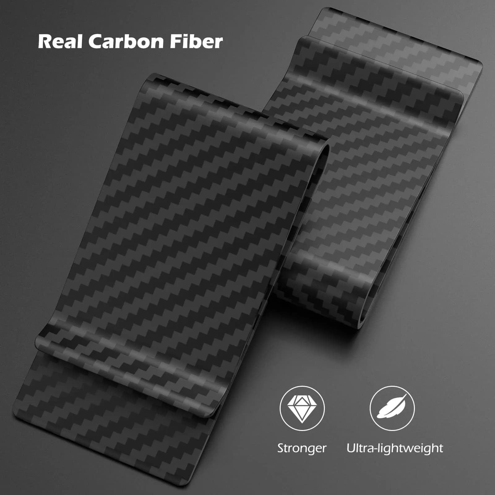 Travelambo Carbon Fiber Money Clip Front Pocket Wallet Minimalist Slim Card Holder (Matte Black) - view 2