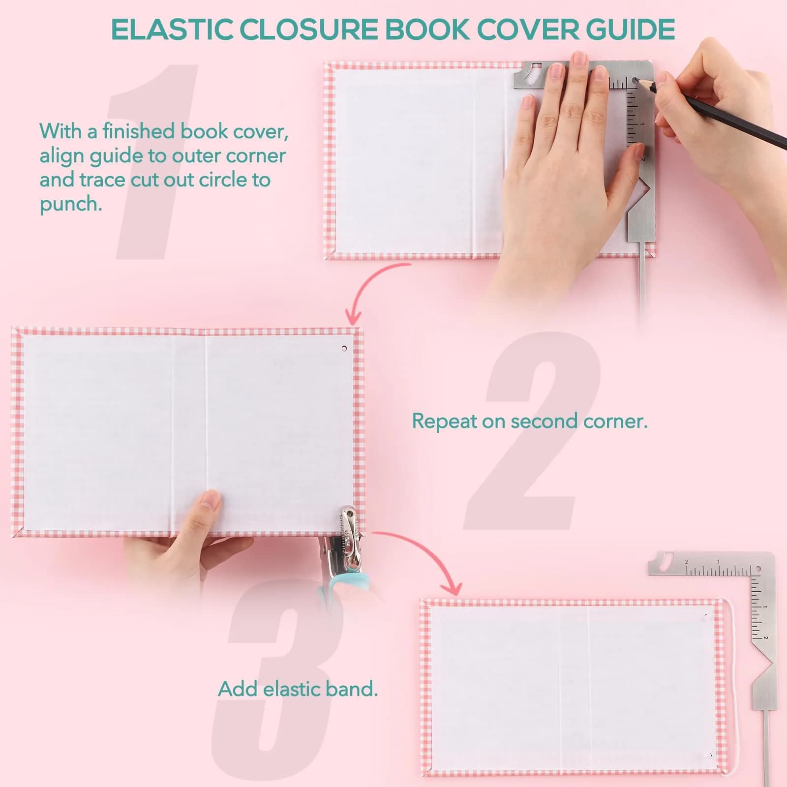 BAOFALI 5-in-1 Book Cover Guide Tool 19.6cm x 10.2cm | Stainless Steel Metal for DIY Bookbinding - view 5