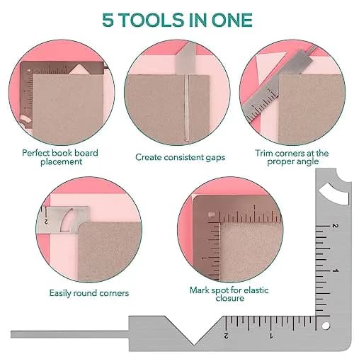 BAOFALI 5-in-1 Book Cover Guide Tool 19.6cm x 10.2cm | Stainless Steel Metal for DIY Bookbinding thumbnail 6