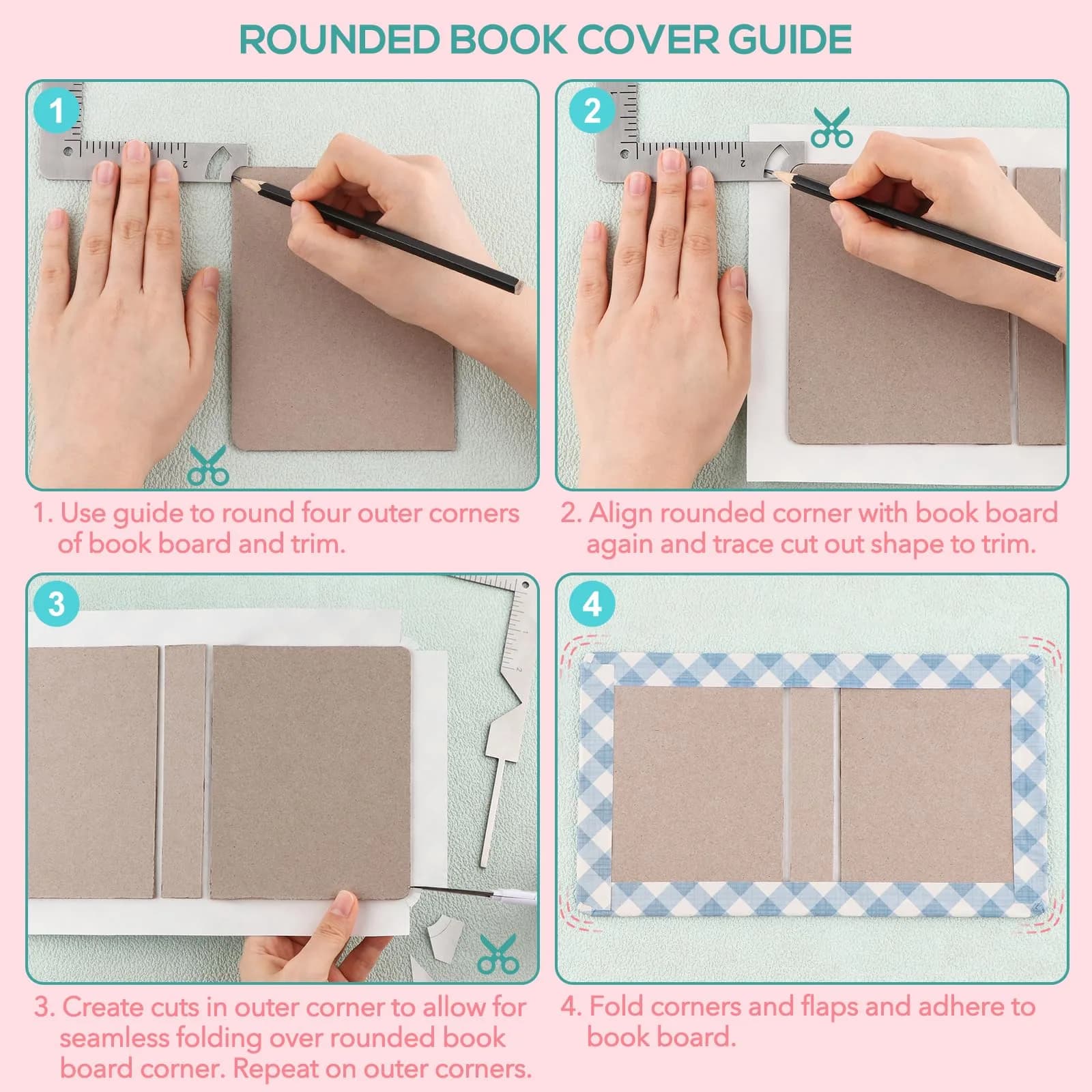 BAOFALI 5-in-1 Book Cover Guide Tool 19.6cm x 10.2cm | Stainless Steel Metal for DIY Bookbinding - view 4