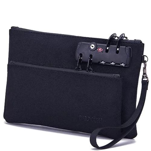 BARDOLPH Locking Money Bag with 3-Digit Code Lock, Small, Black | Secure Storage for Cash, Passports, Documents thumbnail 1