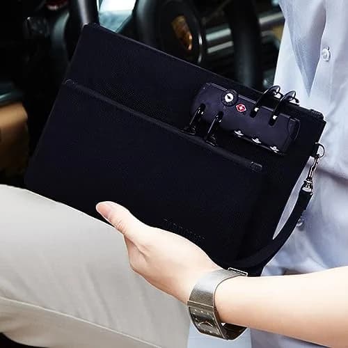 BARDOLPH Locking Money Bag with 3-Digit Code Lock, Small, Black | Secure Storage for Cash, Passports, Documents thumbnail 4