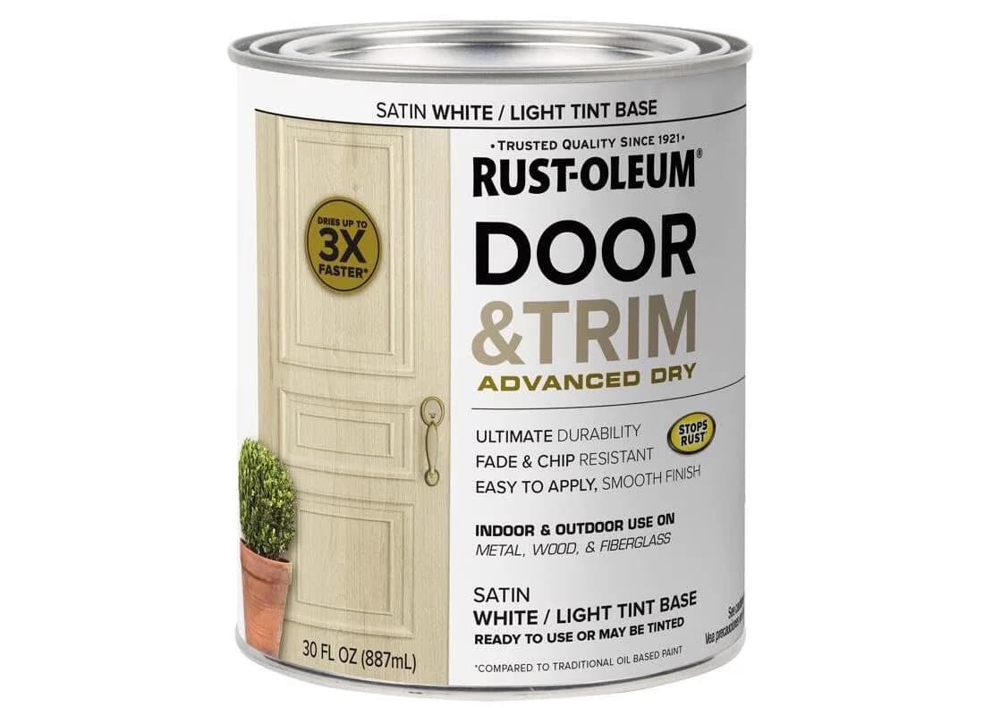 STOPS RUST Door & Trim Paint White/Light Base 1 Count | Fast Dry Satin Finish for Interior & Exterior - main product image