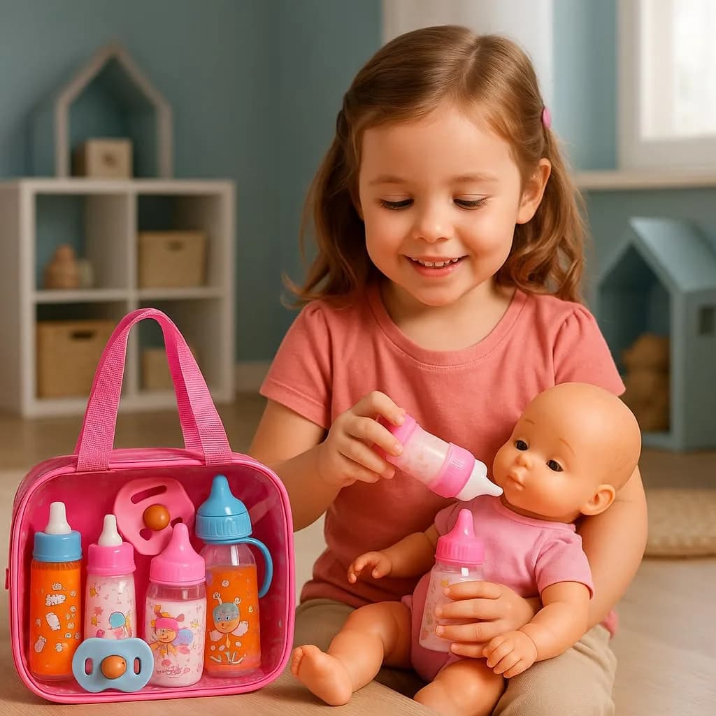 My Sweet Baby Hot Pink 13-Piece Doll Feeding & Diaper Bag Set with Disappearing Milk Bottles | Ages 3+ - view 2