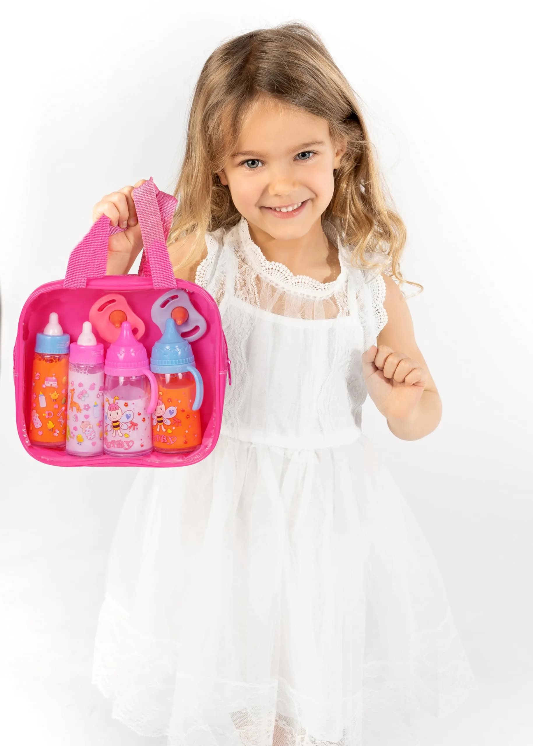 My Sweet Baby Hot Pink 13-Piece Doll Feeding & Diaper Bag Set with Disappearing Milk Bottles | Ages 3+ - view 3