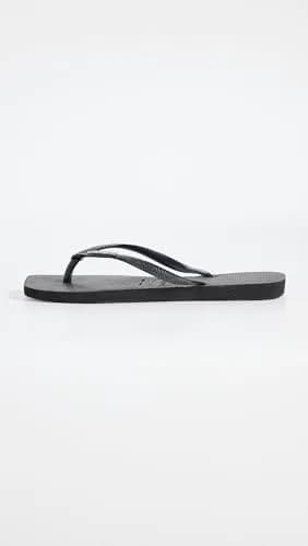 Havaianas Women's Slim Square Logo Flip Flops, Black/Silver, 6 Medium US | Rubber Slip-On Casual Footwear thumbnail 5