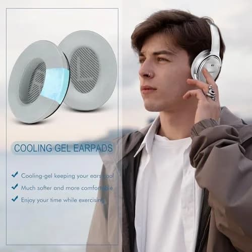 GEVO Cooling Gel Ear Pads for Bose QC35 & QC35ii (QuietComfort 35) - Silver | Breathable & Durable Comfort thumbnail 6