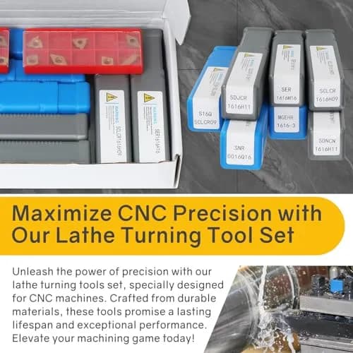 Joogto Indexable Lathe Turning Tool Kit 21Pcs 5/8'' 16mm Shank | Precision Metalworking Set thumbnail 5