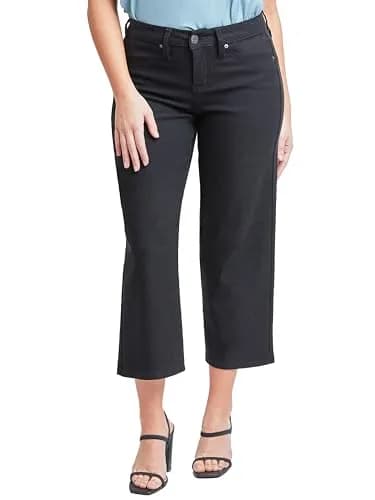 Royalty For Me Women's Hyperstretch High Rise Wide Leg Flood Pants, Black, M | All-Day Comfort & Curves thumbnail 1