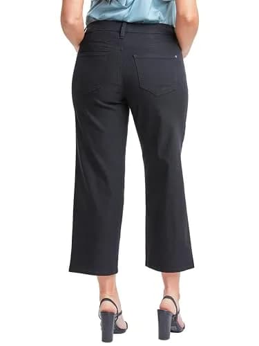 Royalty For Me Women's Hyperstretch High Rise Wide Leg Flood Pants, Black, M | All-Day Comfort & Curves thumbnail 2