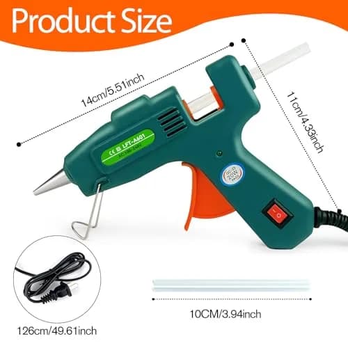 SHJADE Mini Hot Glue Gun Kit (Green) | 20W Fast Heating with 30 Glue Sticks for Crafts & DIY thumbnail 4