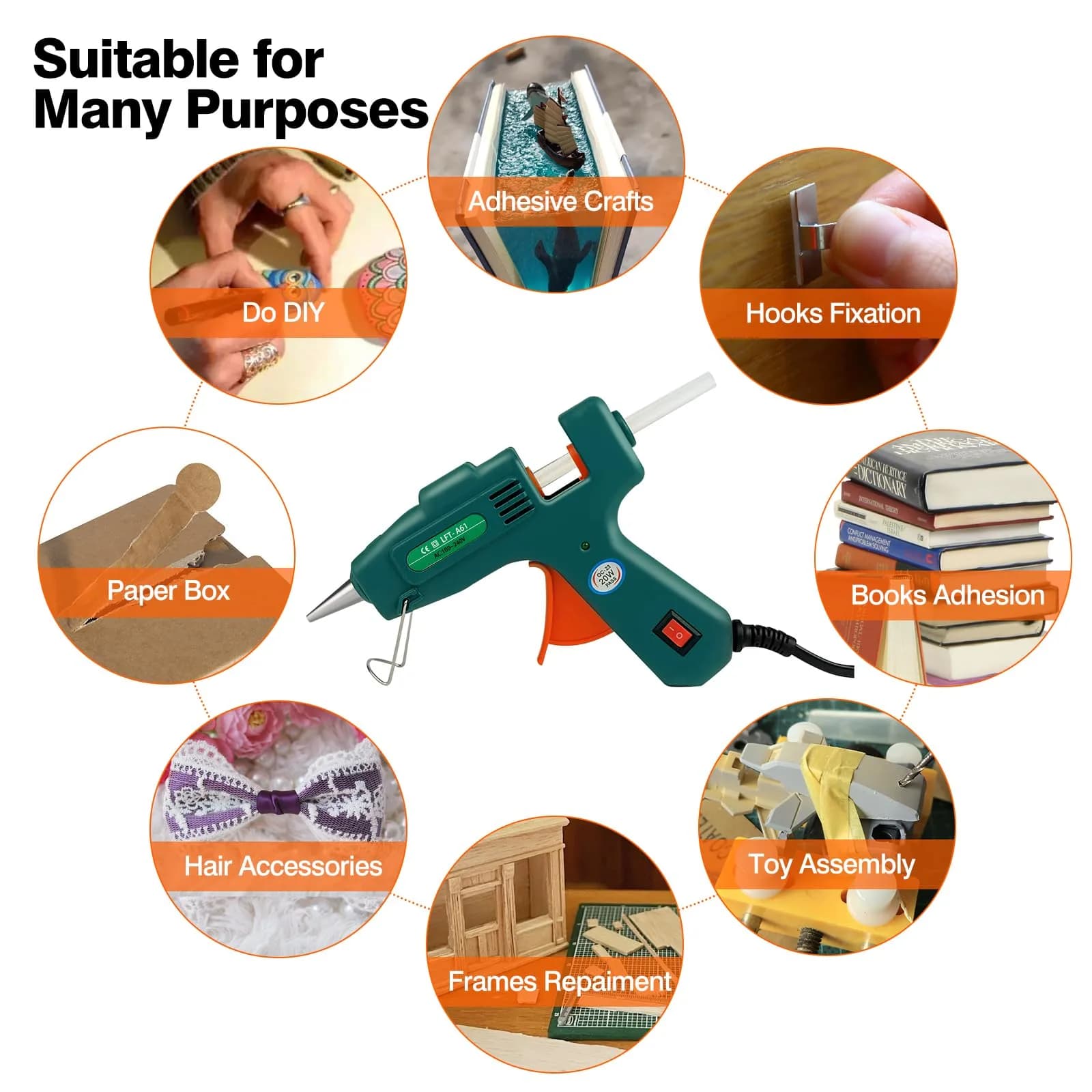 SHJADE Mini Hot Glue Gun - Vibrant Green, Fast Heating 20W for DIY Crafts & Quick Repairs - view 6