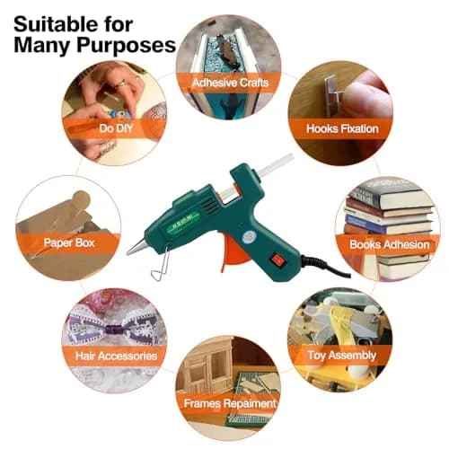 SHJADE Mini Hot Glue Gun Kit (Green) | 20W Fast Heating with 30 Glue Sticks for Crafts & DIY thumbnail 6