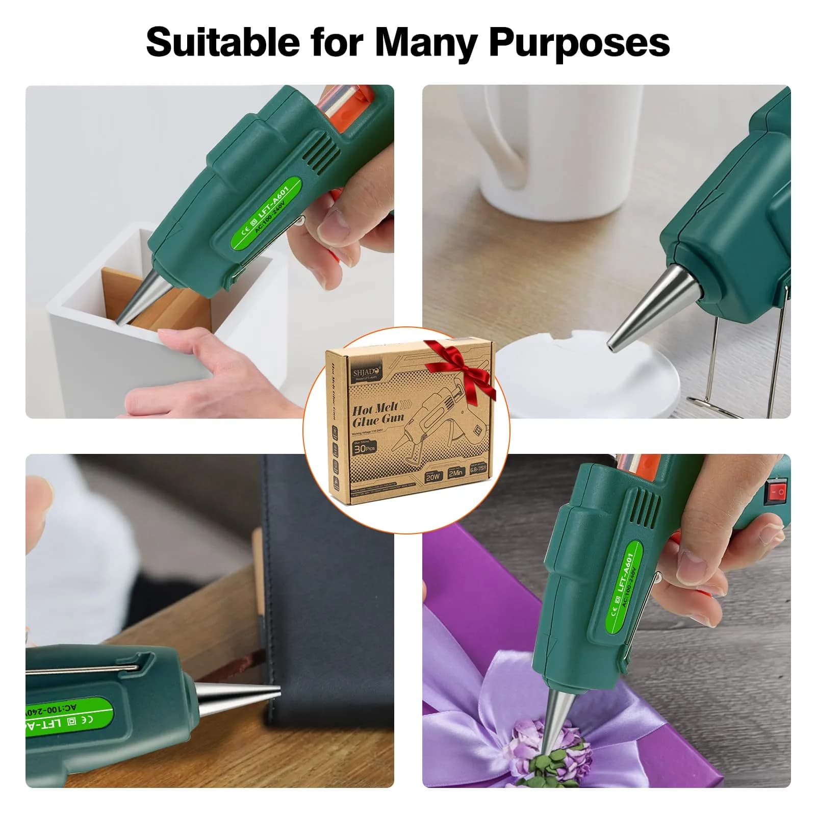 SHJADE Mini Hot Glue Gun - Vibrant Green, Fast Heating 20W for DIY Crafts & Quick Repairs - view 7