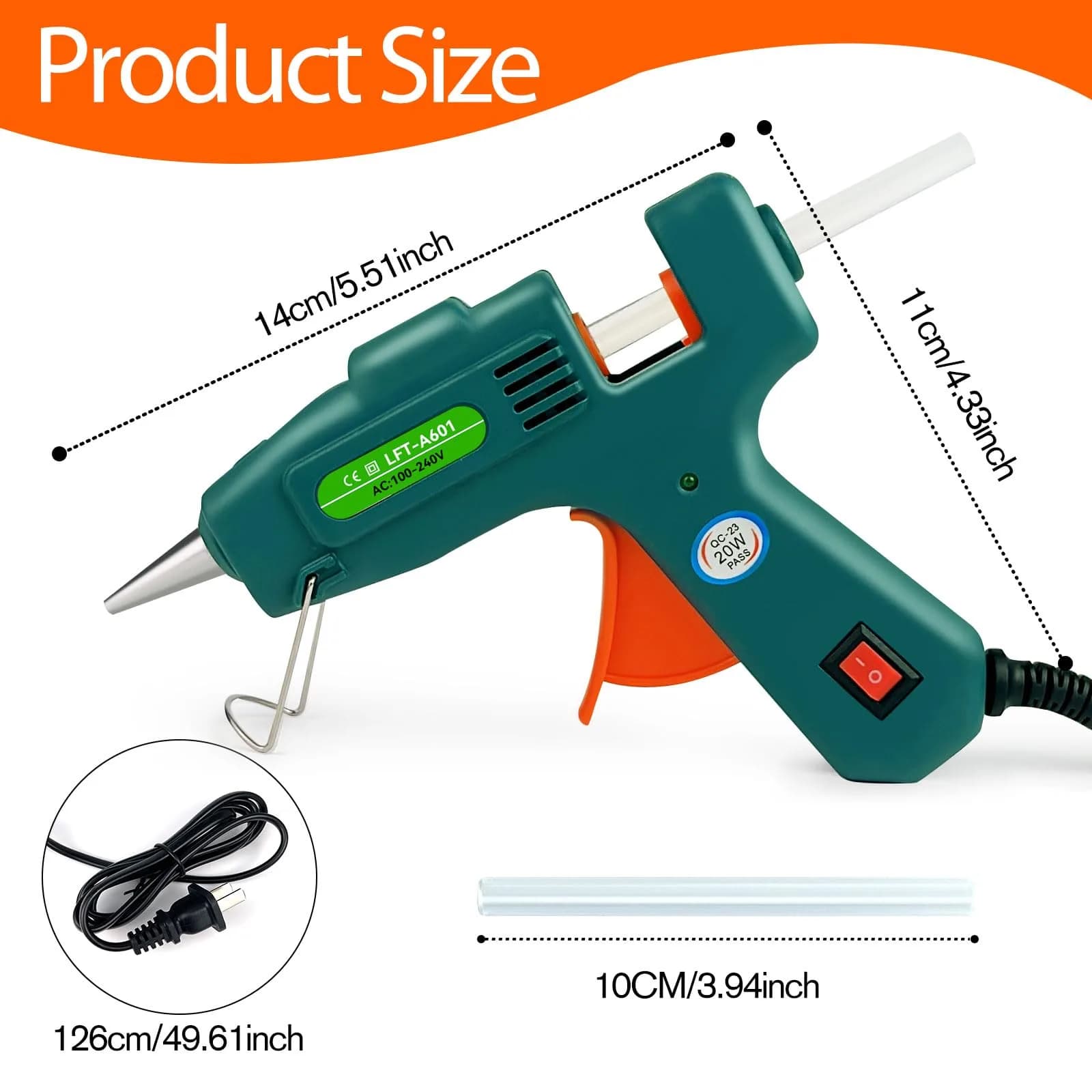 SHJADE Mini Hot Glue Gun - Vibrant Green, Fast Heating 20W for DIY Crafts & Quick Repairs - view 4