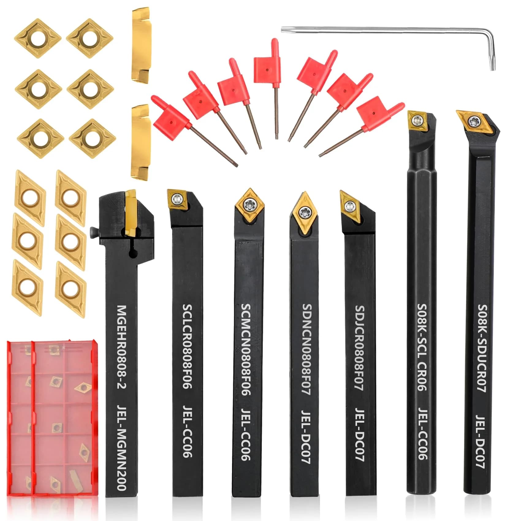 Joogto Indexable Lathe Turning Tool Kit 21Pcs 5/16" 8mm Shank | Precision Metalworking Set