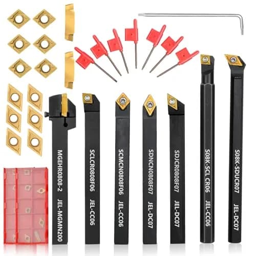 Joogto Indexable Lathe Turning Tool Kit 21Pcs 5/16" 8mm Shank | Precision Metalworking Set thumbnail 1