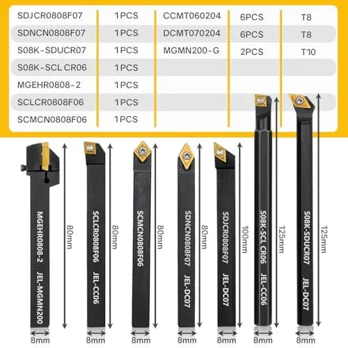 Joogto Indexable Lathe Turning Tool Kit 21Pcs 5/16" 8mm Shank | Precision Metalworking Set thumbnail 2
