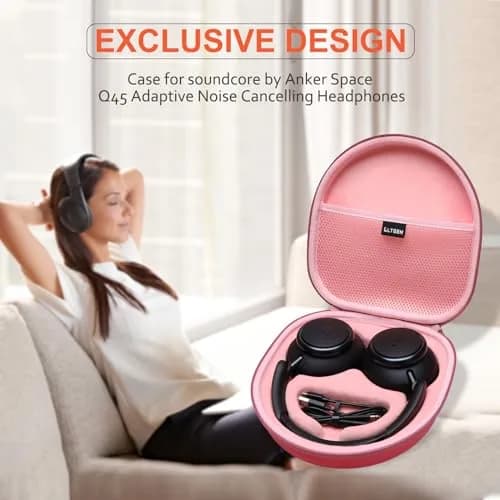 L LTGEM Hard Case for Anker Soundcore Q30/Q20i/Q45/Space One Pro Headphones, Pink | Waterproof & Shockproof Travel Cover thumbnail 8