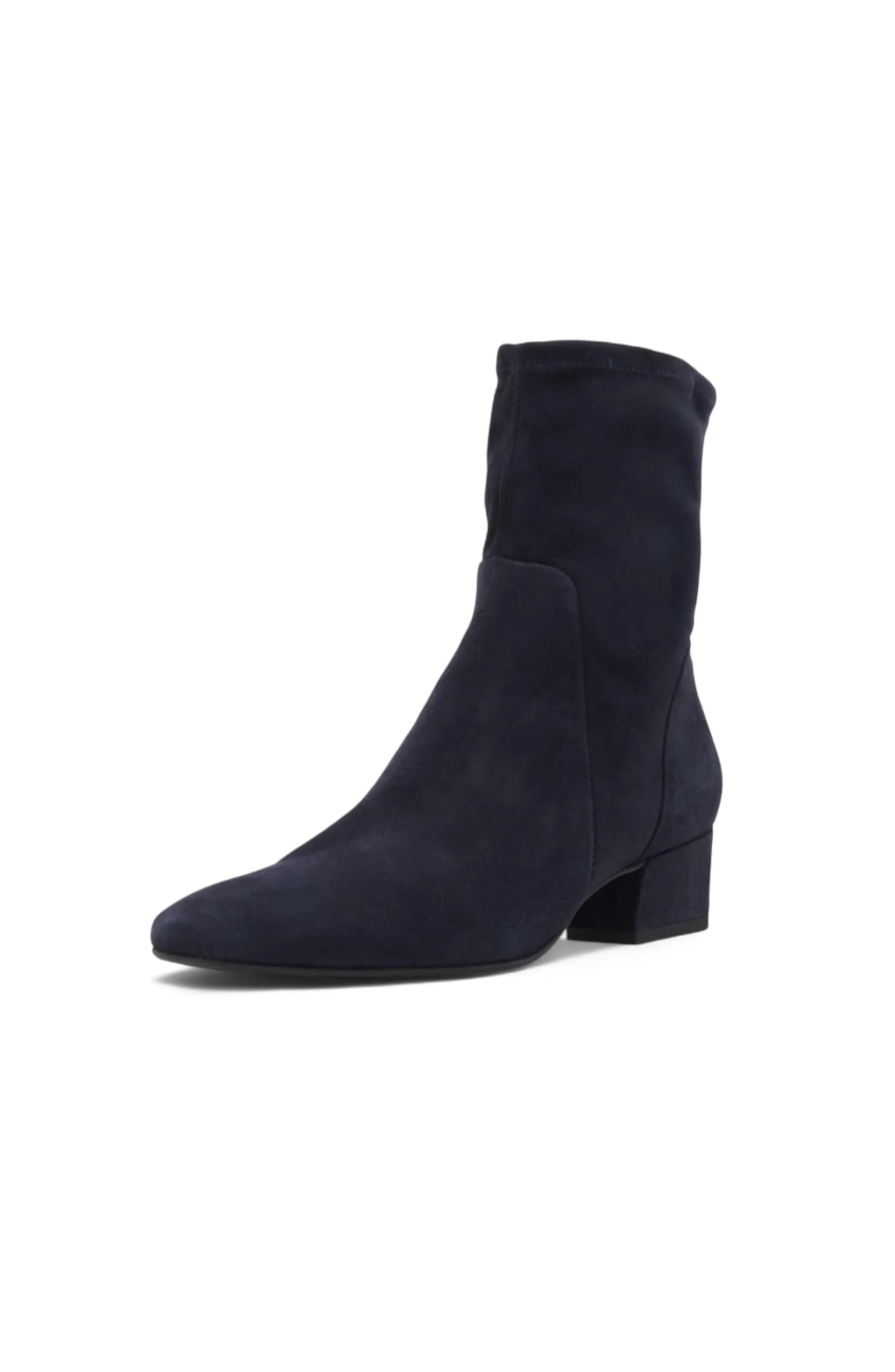 Aquatalia Stassi Boot 1.5in Block Heel Water-Resistant Suede | Italian Craftsmanship — Navy / 7