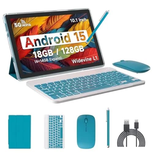 IWEGGO Android 15 Tablet, 10 Inch 18GB RAM+128GB ROM/ 2TB Expandable, 2.0GHz Quad-core, 1280x800 HD Touchscreen, 5G WiFi6, Navy thumbnail 1