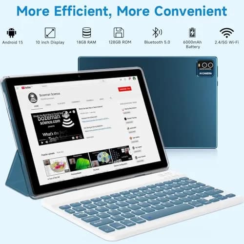 IWEGGO Android 15 Tablet, 10 Inch 18GB RAM+128GB ROM/ 2TB Expandable, 2.0GHz Quad-core, 1280x800 HD Touchscreen, 5G WiFi6, Navy thumbnail 3