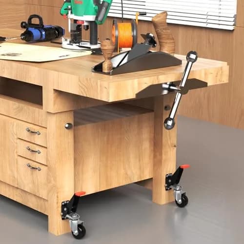 SPACEKEEPER Heavy Duty Retractable Workbench Casters Kit 720 Lbs Capacity | 4 Pack Side Mount Swivel Wheels thumbnail 7