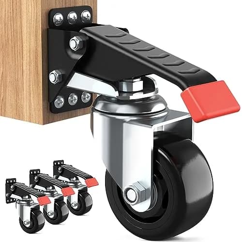 SPACEKEEPER Workbench Casters kit 920 Lbs - Retractable Casters, 4 Pack | Heavy Duty Steel & Polyurethane Wheels - main product image
