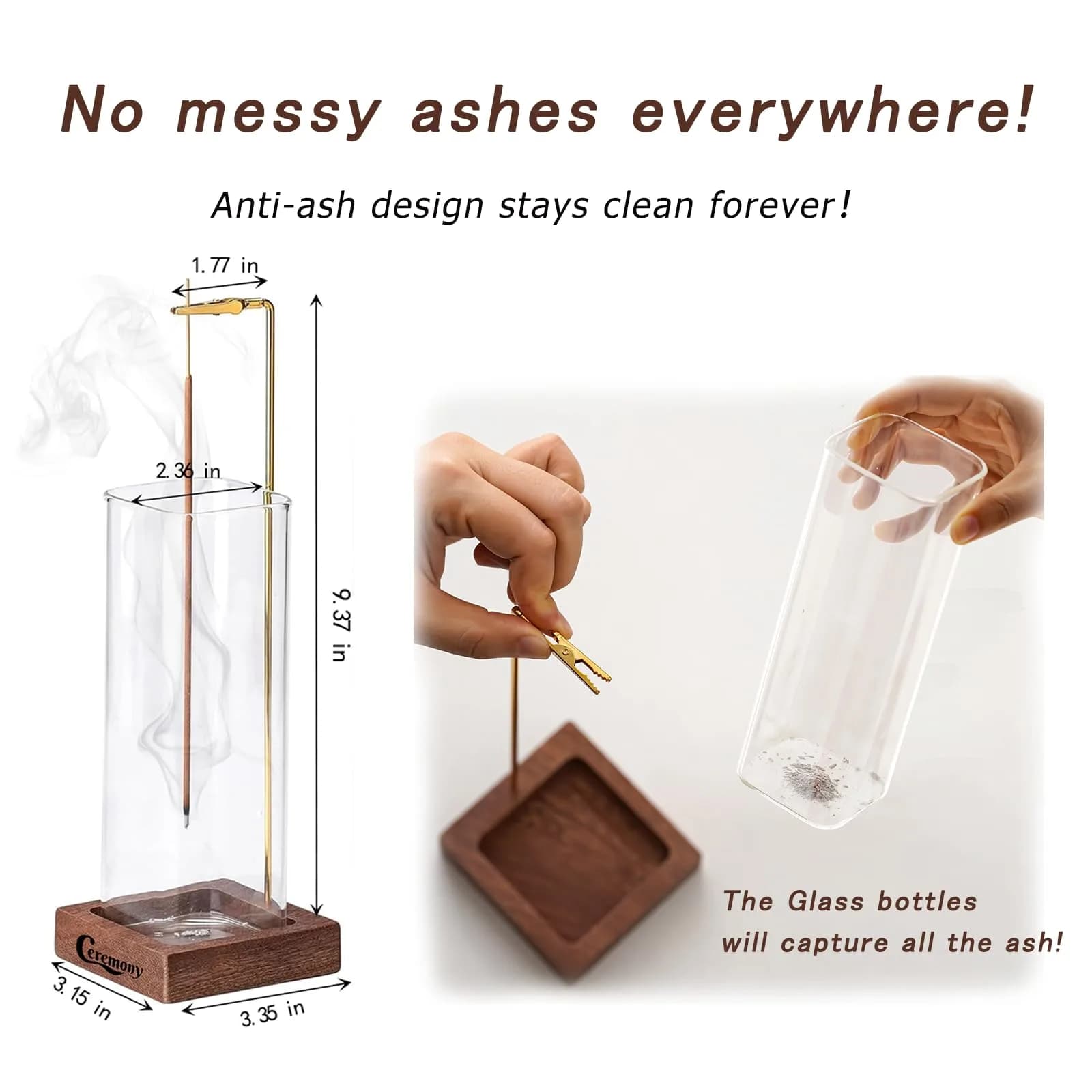 CEREMONY Anti-Ash Incense Holder with Ash Catcher & 20 Sticks | 24.99 cm (9.84 in) Tall - view 4