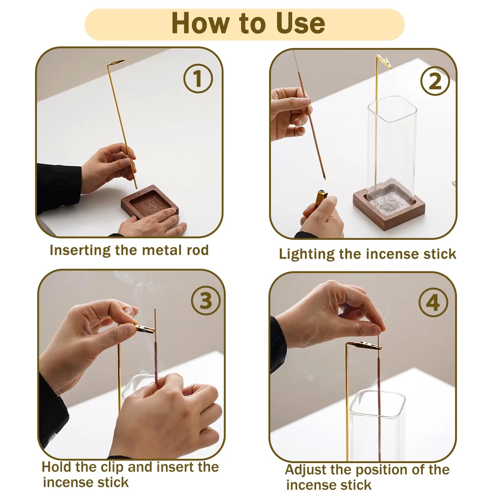 CEREMONY Anti-Ash Incense Holder with Ash Catcher & 20 Sticks | 24.99 cm (9.84 in) Tall - view 5