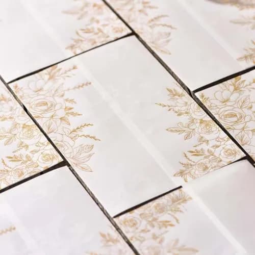 Puremigo 50 Pack Pre-Folded Vellum Jackets for 5x7 Invitations - Gold Foil Pattern - 115GSM Vellum Paper thumbnail 4