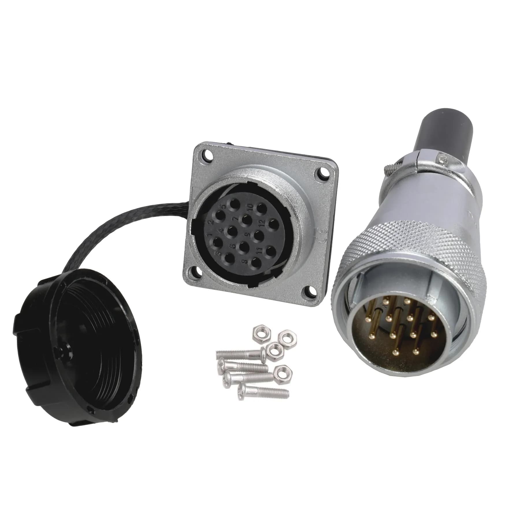 HangTon WS24 12 Pin Aviation Circular Connector 10A Male Plug + Female Socket 24mm Panel Mount | Heavy Duty Industrial Power Connector - main product image