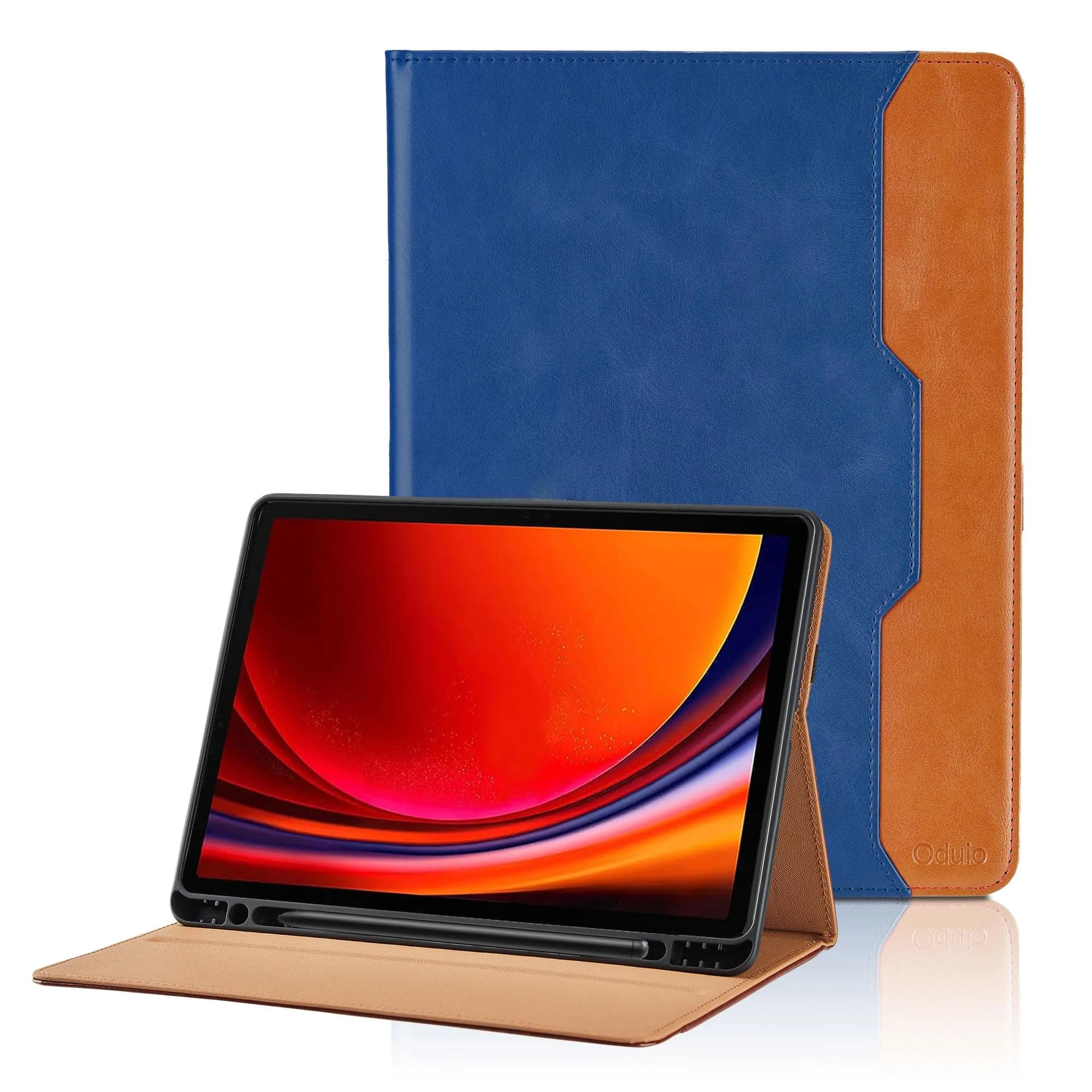 Oduio Blue PU Leather Folio Stand Cover for Samsung Galaxy Tab S10 Plus 12.4" | Auto Wake/Sleep — Blue