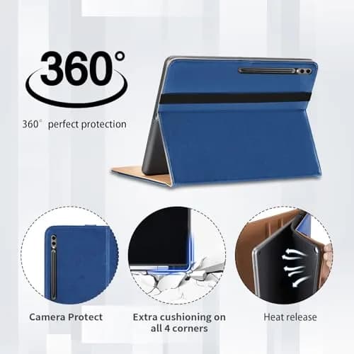 Oduio Blue PU Leather Folio Stand Cover for Samsung Galaxy Tab S10 Plus 12.4" | Auto Wake/Sleep thumbnail 4