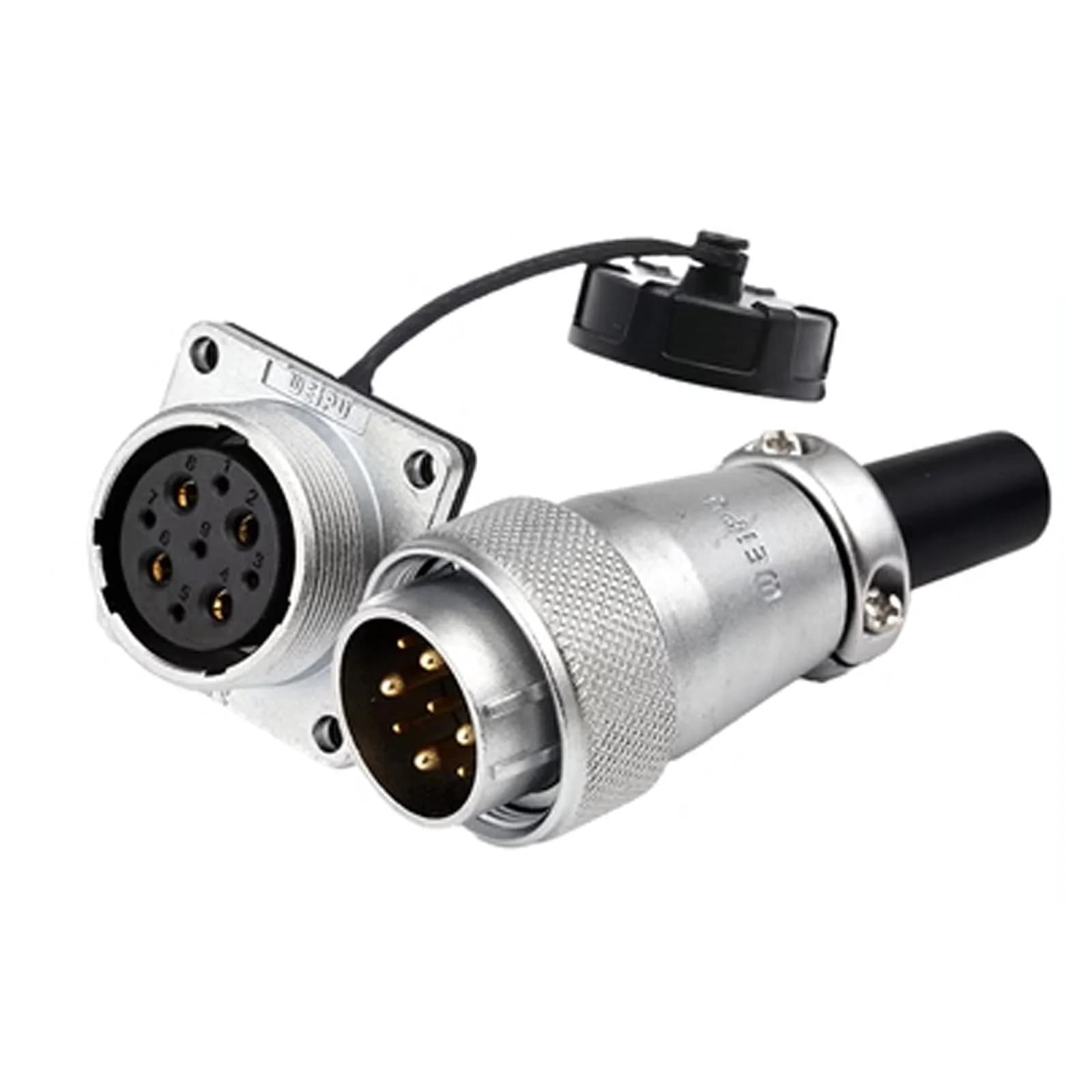 HangTon WS24 9 Pin Aviation Connector 24mm Panel Mount | Threaded Coupling, 500V 25A — 9 pin 25A/5A