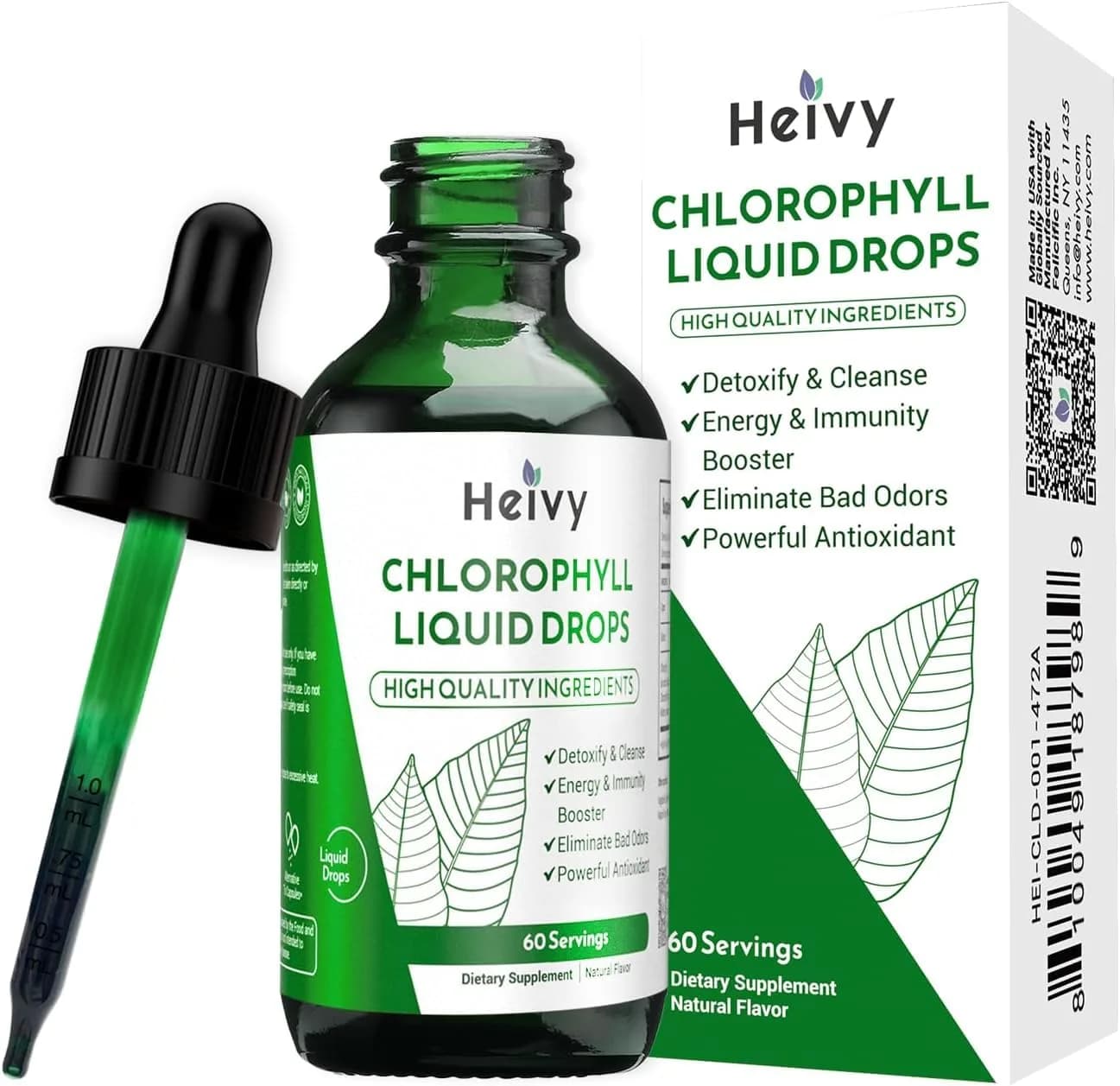 Heivy Chlorophyll Liquid Drops 2 fl oz | Detox & Support Overall Health - main product image