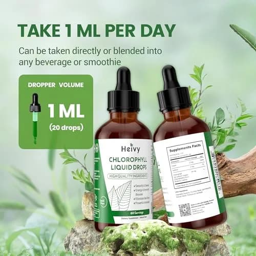 Heivy Chlorophyll Liquid Drops 2 fl oz | Detox & Support Overall Health thumbnail 5