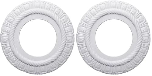 Ekena Millwork Claremont Ceiling Medallion 9"OD x 4 1/2"ID x 1/2"P (Pack of 2) | Lightweight Polyurethane for Easy Installation thumbnail 1