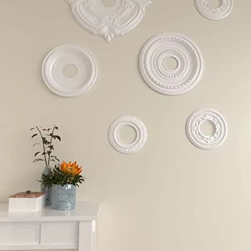 Ekena Millwork Claremont Ceiling Medallion 9"OD x 4 1/2"ID x 1/2"P (Pack of 2) | Lightweight Polyurethane for Easy Installation thumbnail 7