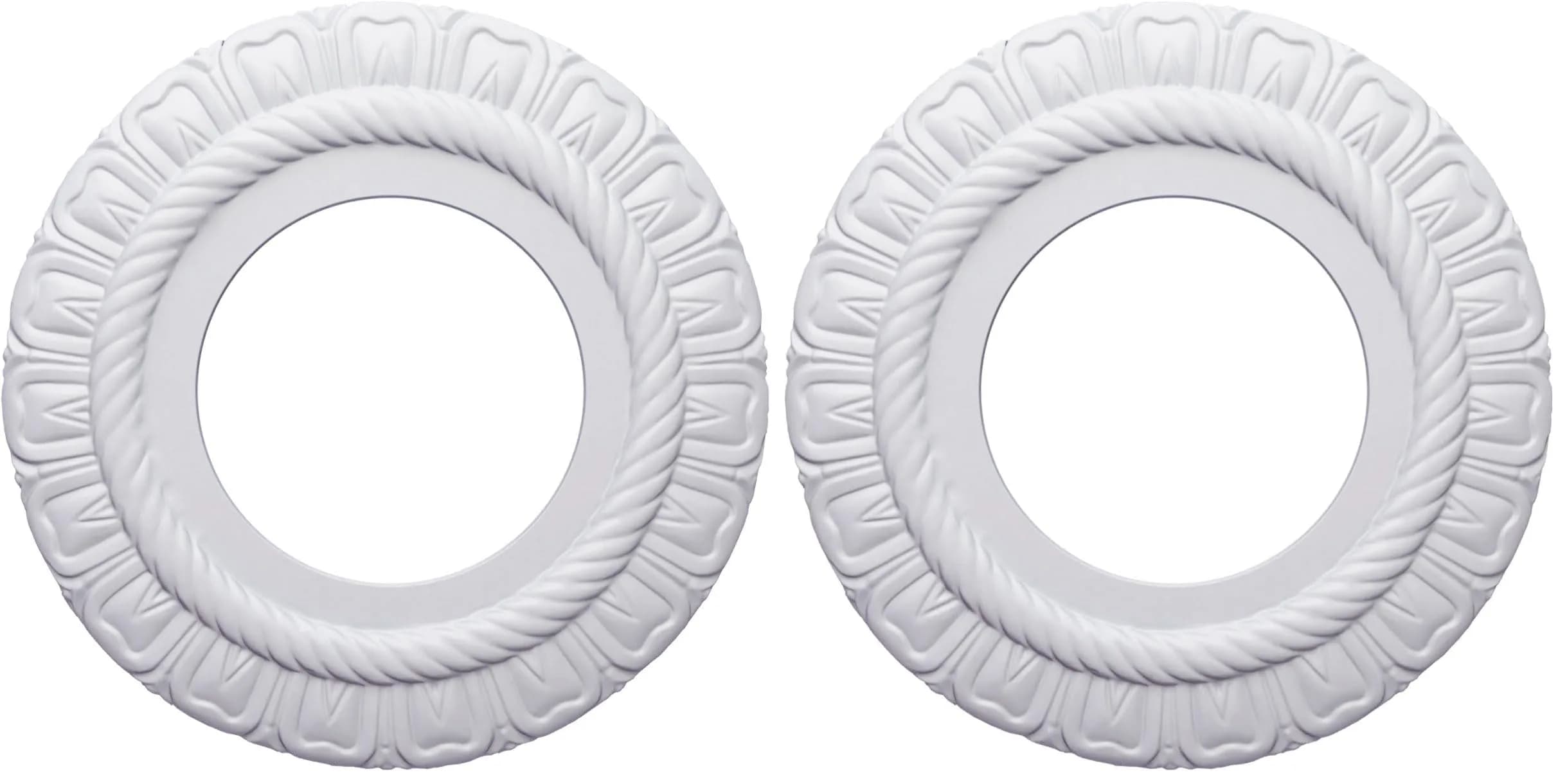 Ekena Millwork Claremont Ceiling Medallion 9"OD x 4 1/2"ID x 1/2"P (Pack of 2) | Lightweight Polyurethane for Easy Installation - main product image