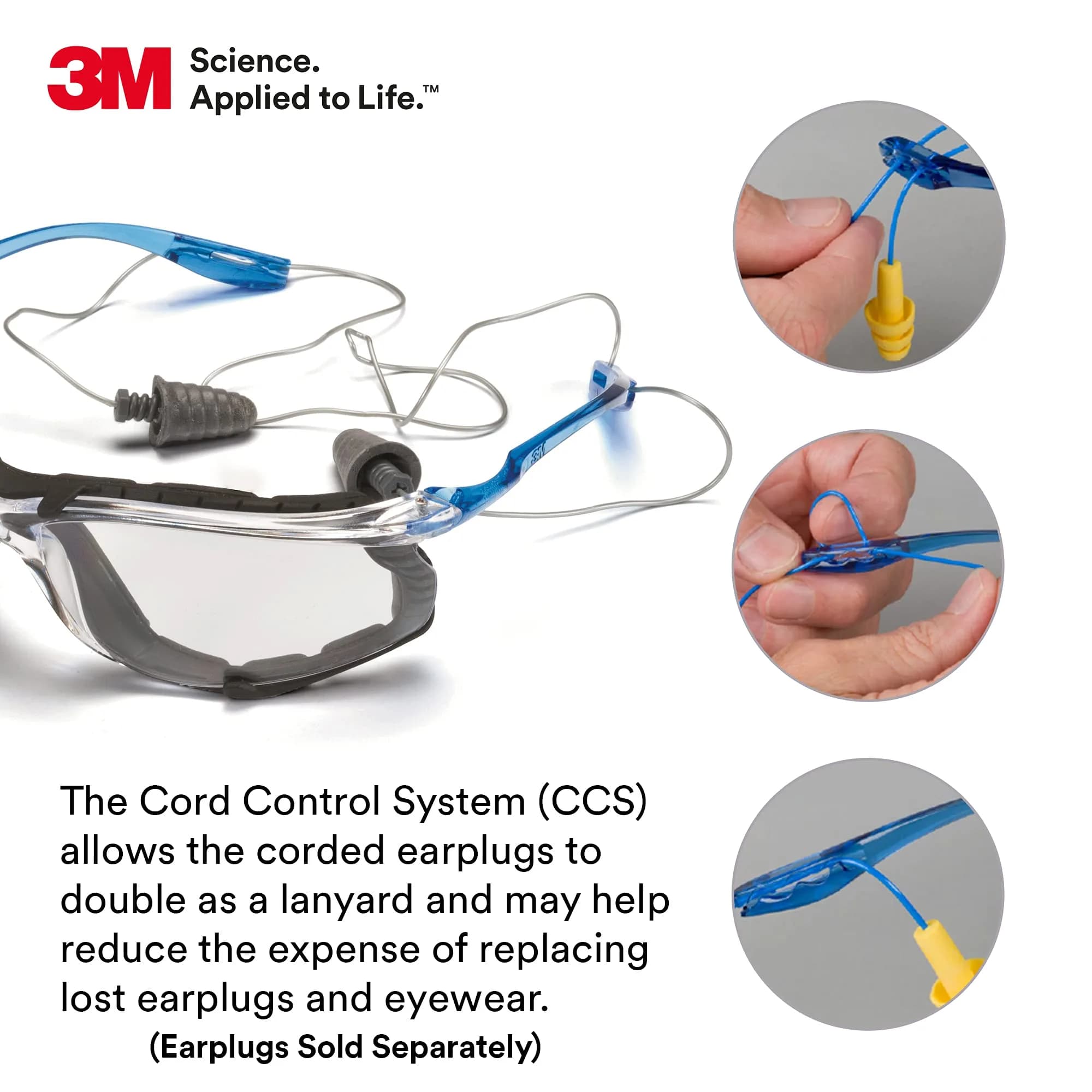 3M Virtua CCS Safety Glasses: Indoor/Outdoor Mirrored Lens, Blue Frame with Foam Gasket, Pack of 2 - view 4