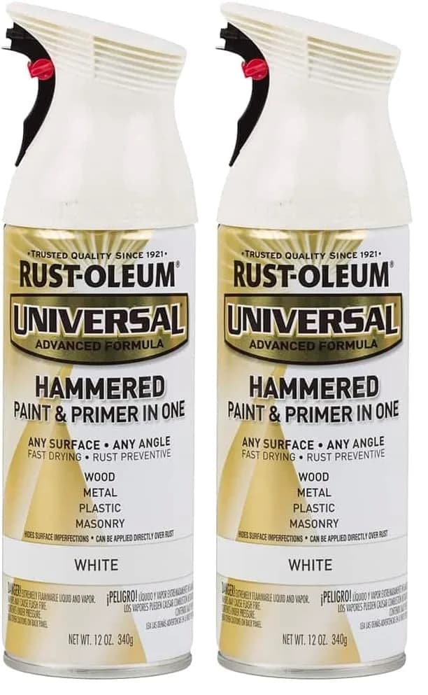 Rust-Oleum Universal All Surface White Hammered Spray Paint, 12 oz (Pack of 2) - main product image