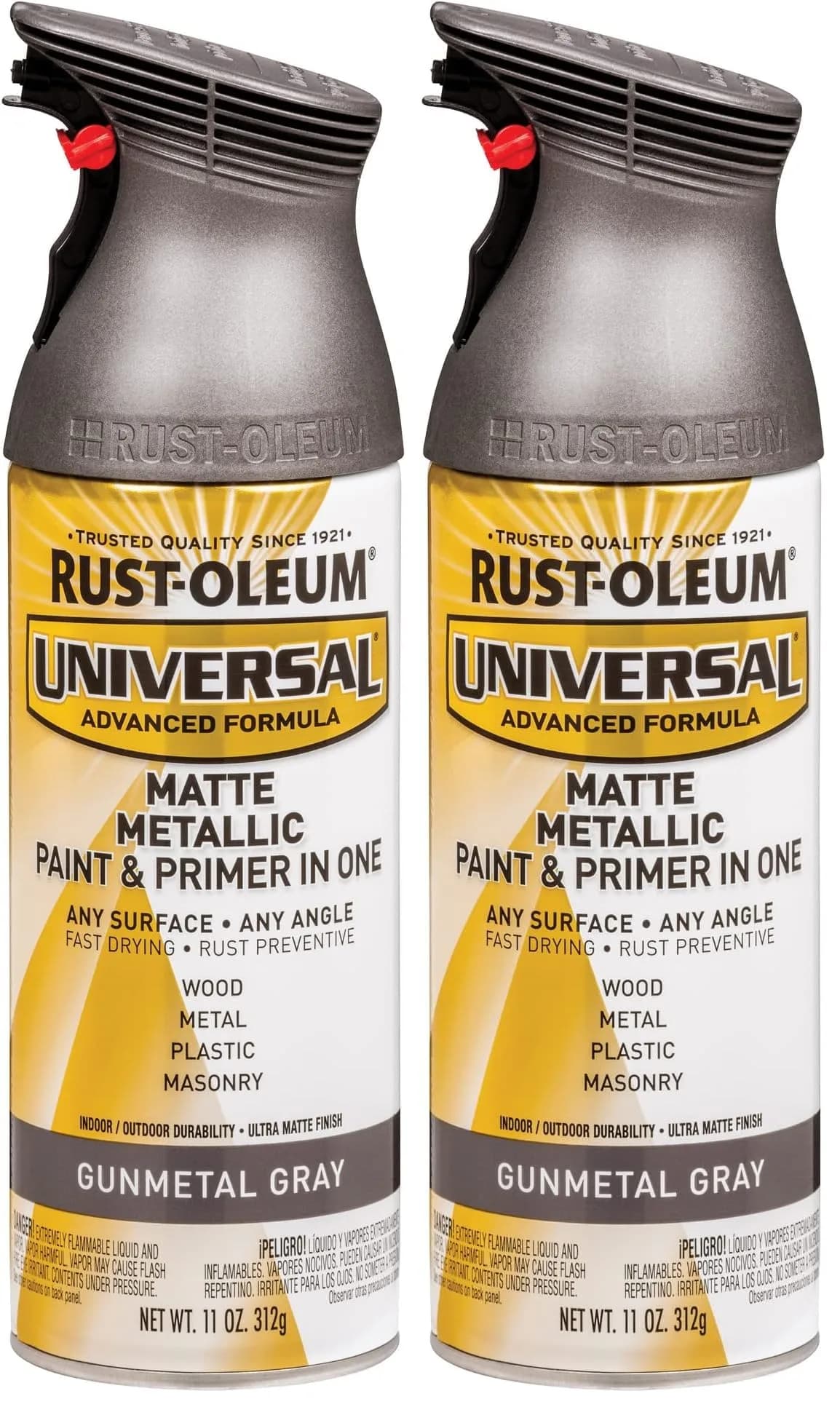 Rust-Oleum Universal All Surface Matte Gunmetal Gray Metallic Spray Paint, 11 oz (Pack of 2) - main product image
