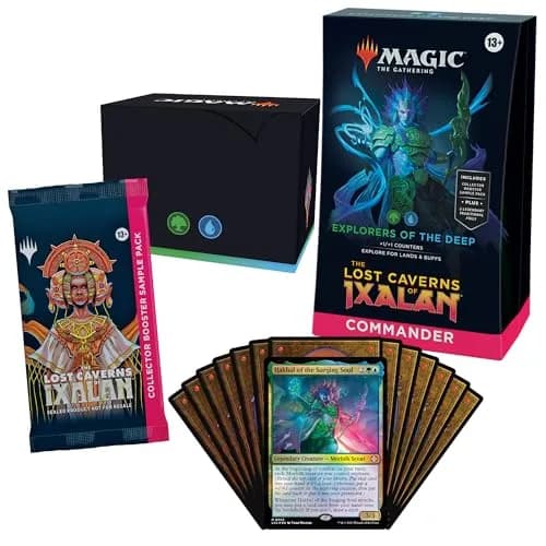 Magic: The Gathering The Lost Caverns of Ixalan Commander Deck - Explorers of the Deep (100-Card Deck, 2-Card Collector Booster Sample Pack + Accessories) thumbnail 1
